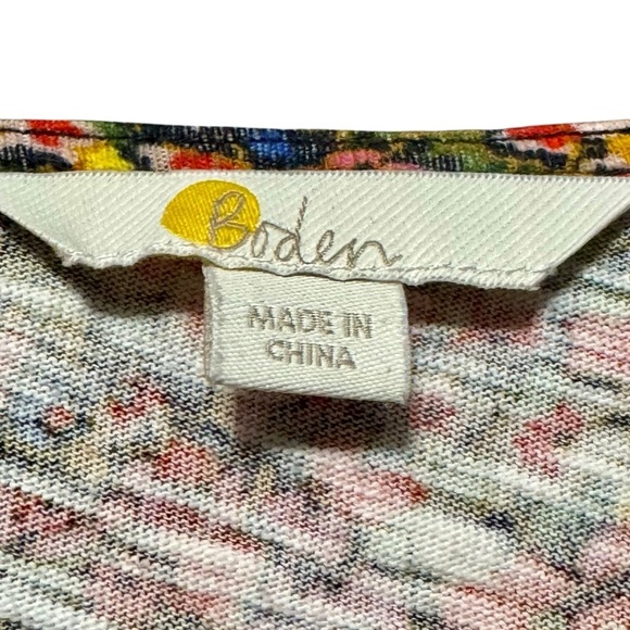 Boden Puff Short Sleeve V-Neckline Floral Lightweight Mini Cotton Dress - Picture 11 of 14